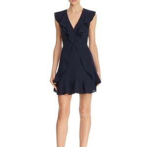 BCBGMAXAZRIA Dark Navy Tyrah  Ruffle‎ Mini Dress Size 0